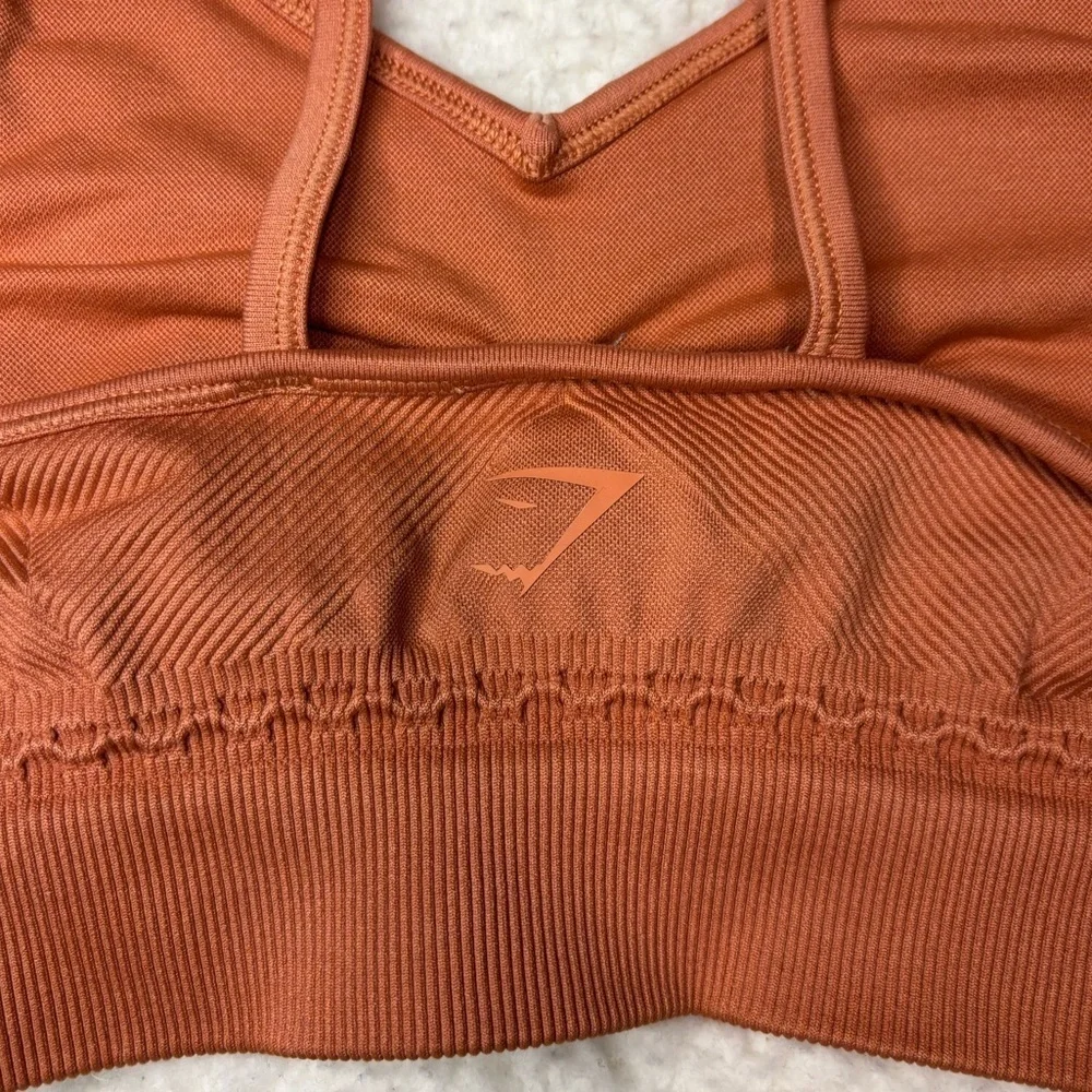 Gymshark Women Orange Ribbed Seamless Racerback Sport Bra